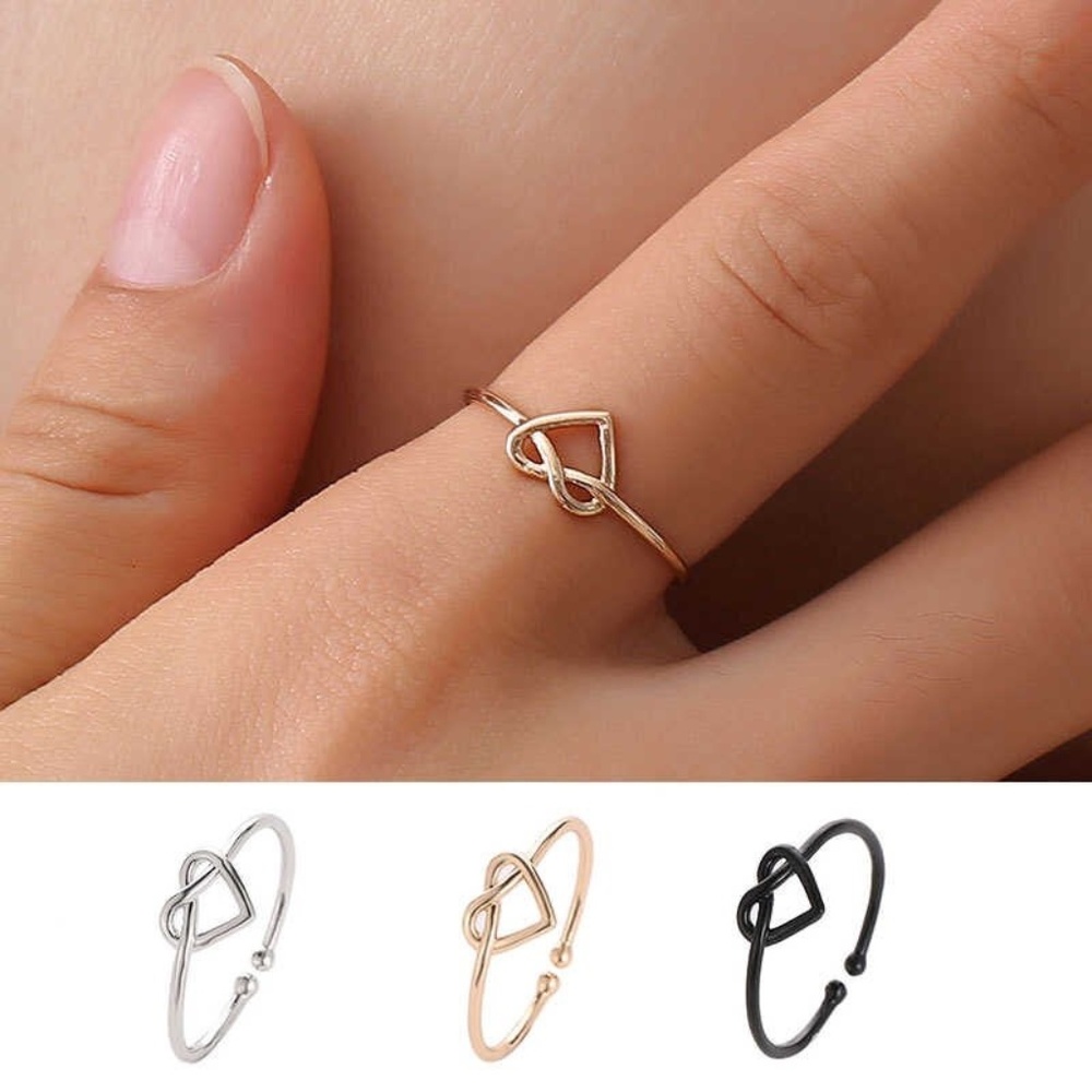 Minimalist Heart Knot Ring, Only Black Left